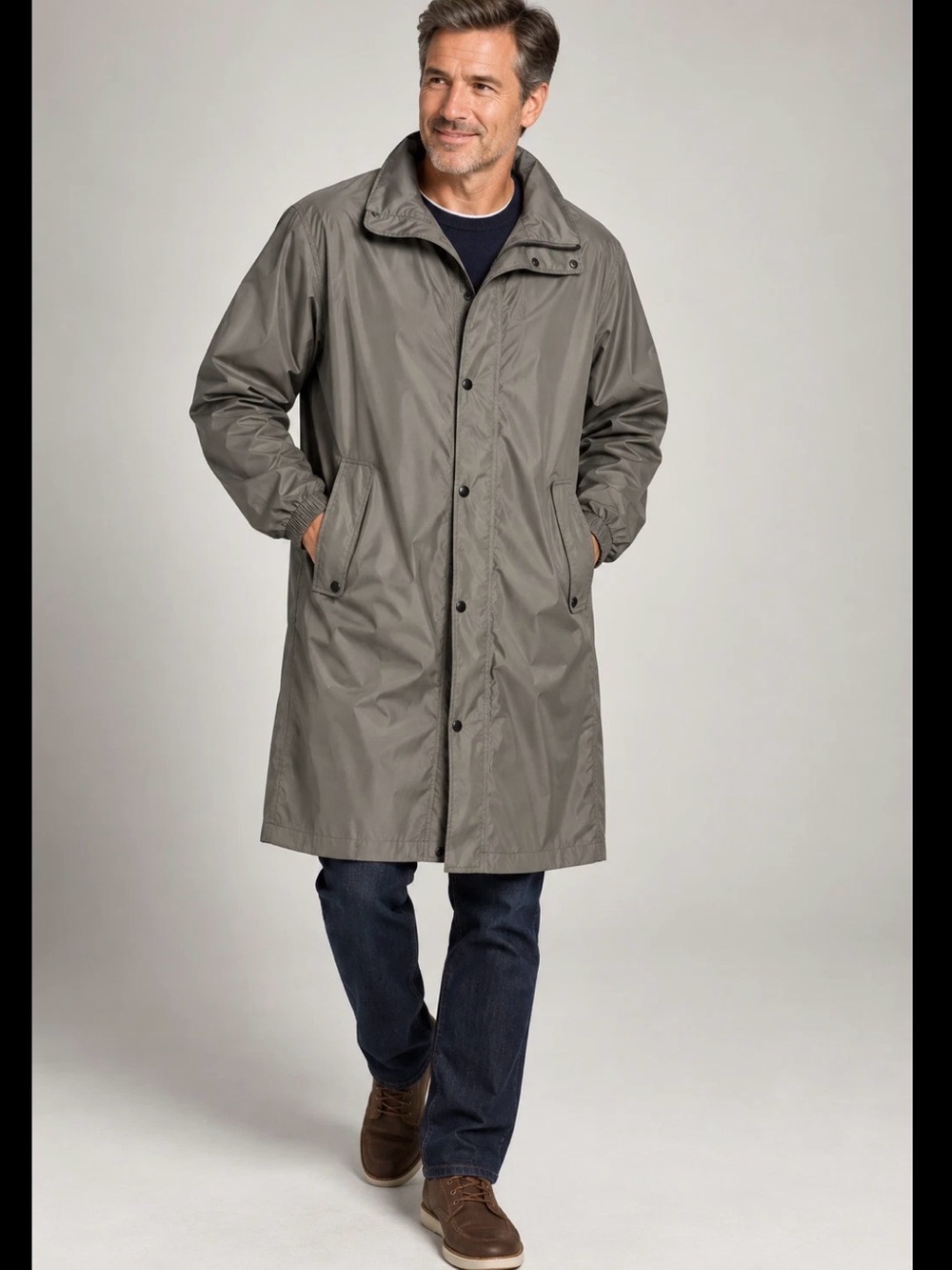 TravelSmith Men's Olive Green Lined Rain Coat Duster XL
